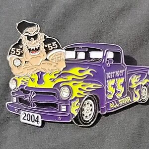 Vtg 2004 Elvis Hot Rod Little League Large Lapel Pin